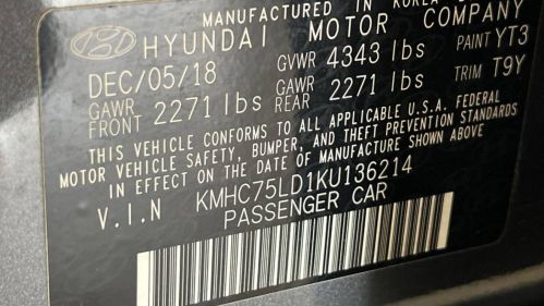 2019 Hyundai IONIQ KMHC75LD1KU136214