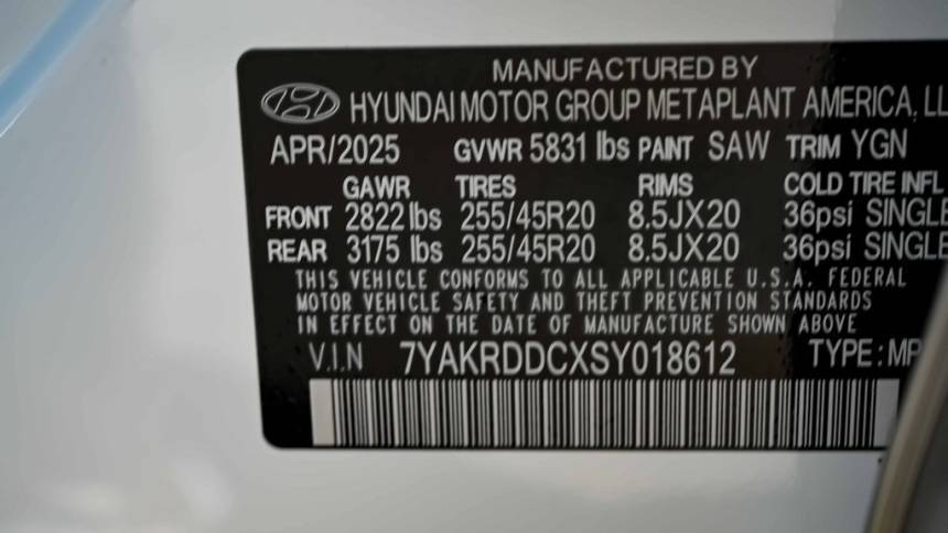 2025 Hyundai IONIQ 5 7YAKRDDCXSY018612