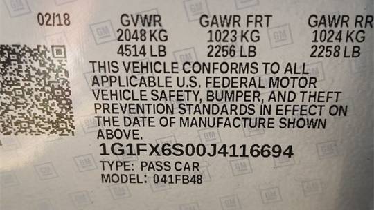 2018 Chevrolet Bolt 1G1FX6S00J4116694