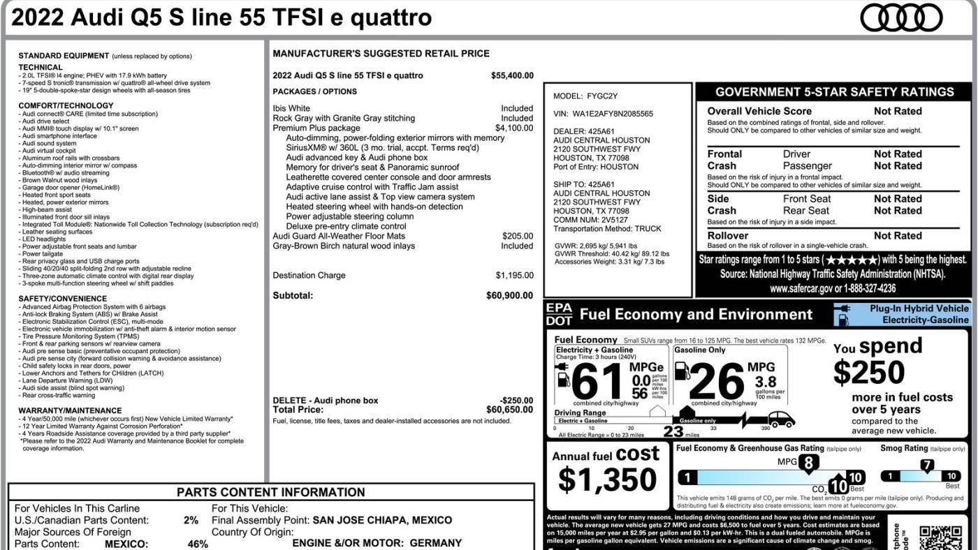 2022 Audi Q5 WA1E2AFY8N2085565