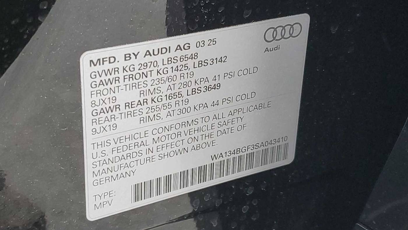 2025 Audi Q6 e-tron WA134BGF3SA043410