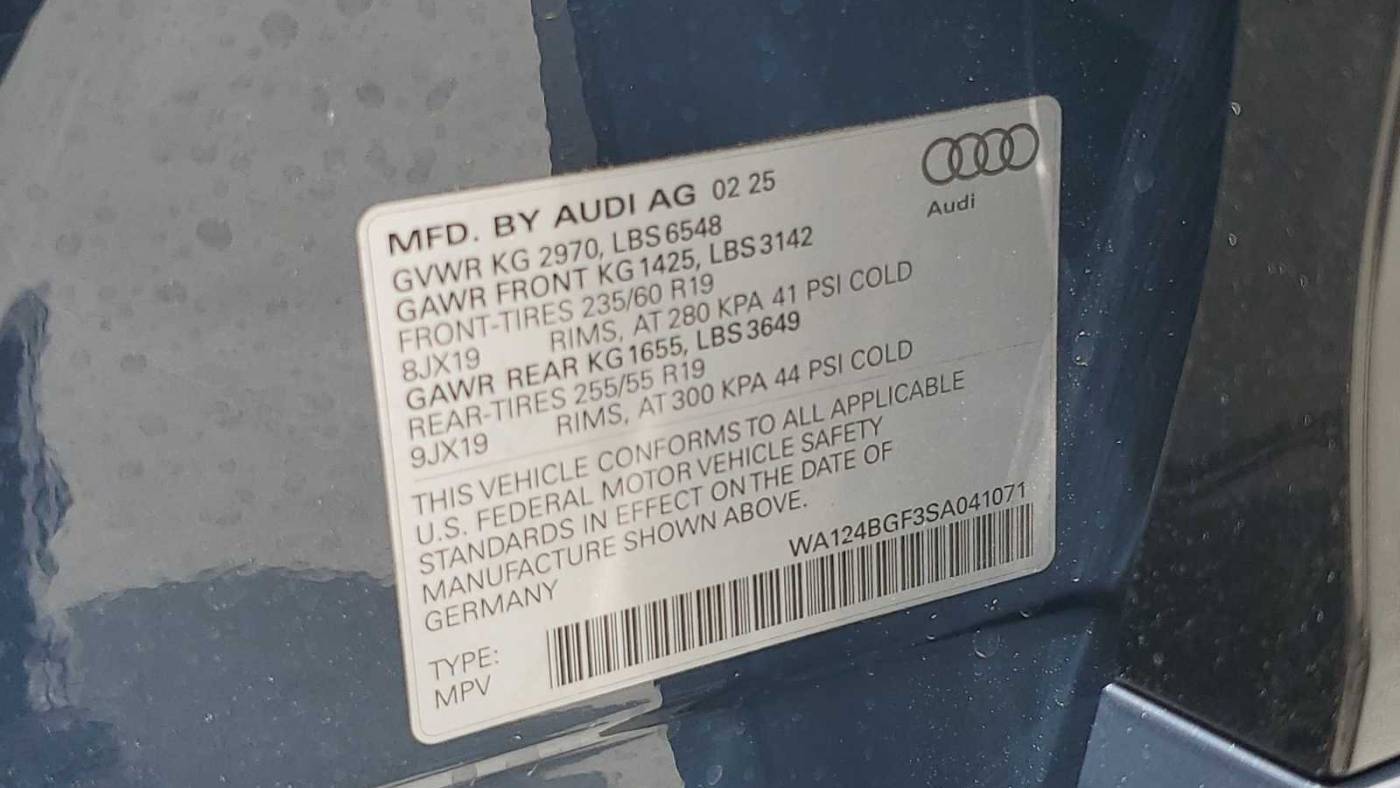 2025 Audi Q6 e-tron WA124BGF3SA041071