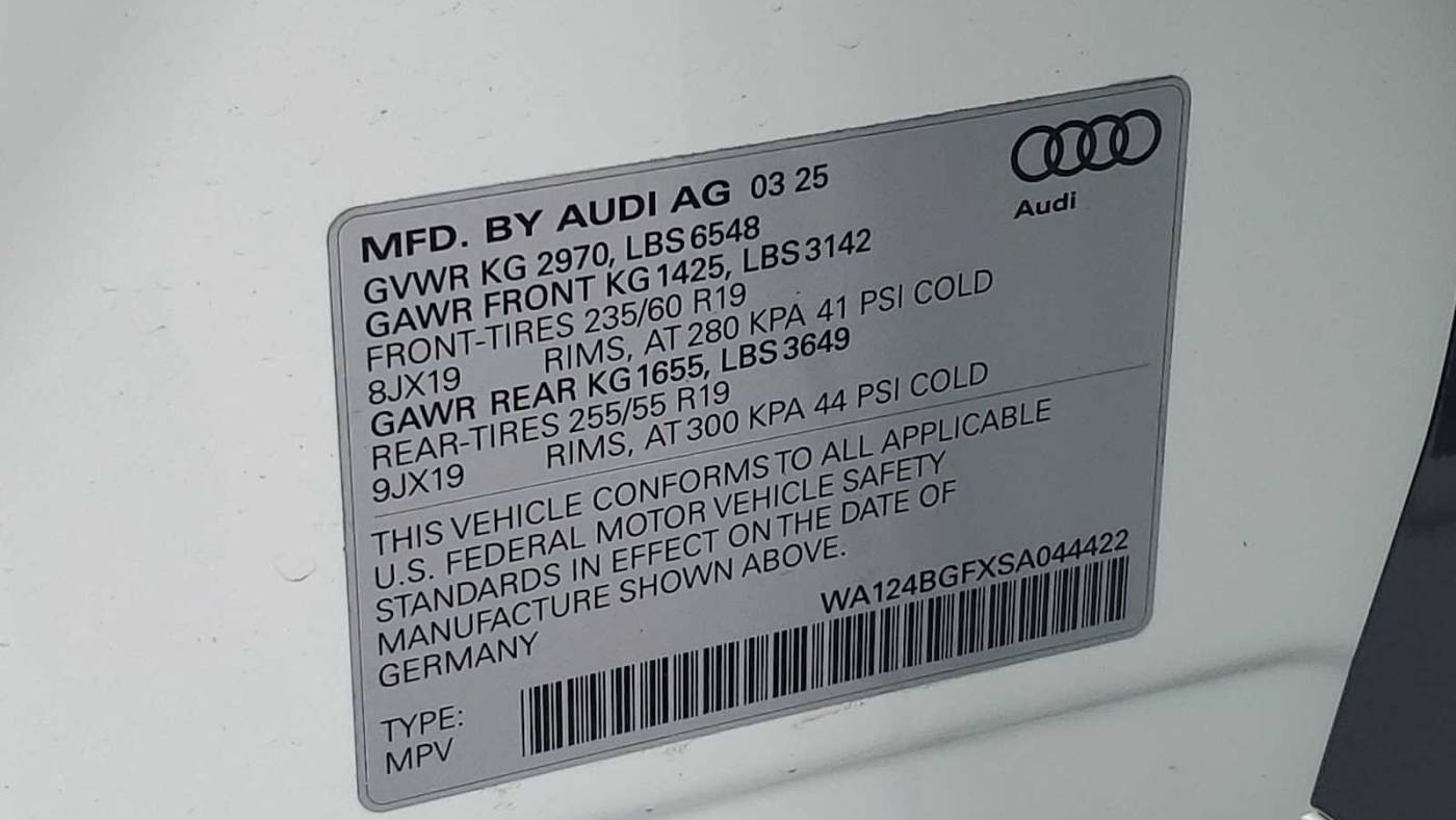 2025 Audi Q6 e-tron WA124BGFXSA044422