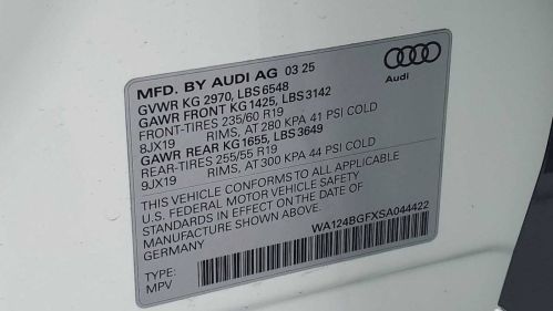 2025 Audi Q6 e-tron WA124BGFXSA044422