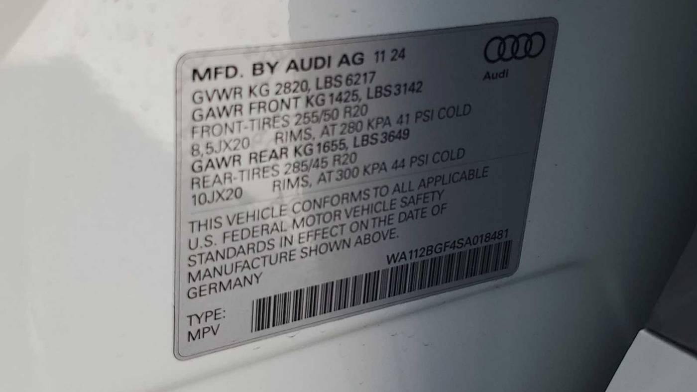 2025 Audi Q6 e-tron WA112BGF4SA018481
