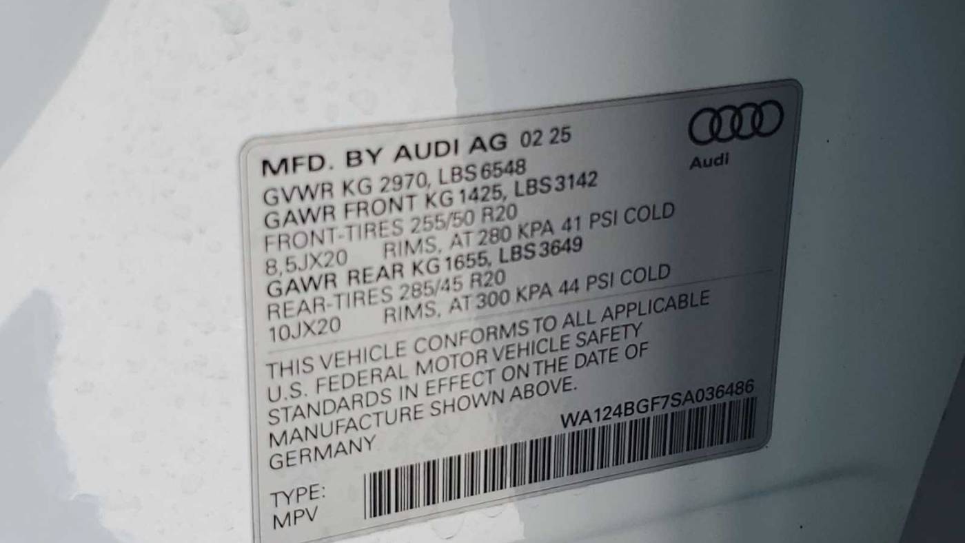 2025 Audi Q6 e-tron WA124BGF7SA036486