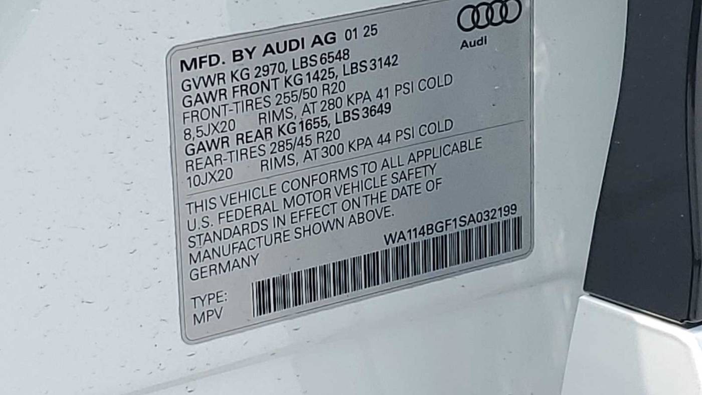 2025 Audi Q6 e-tron WA114BGF1SA032199