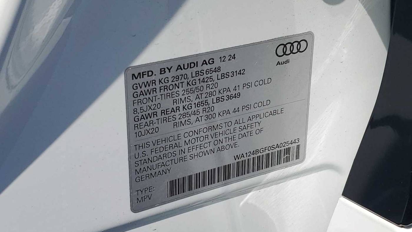 2025 Audi Q6 e-tron WA124BGF0SA025443