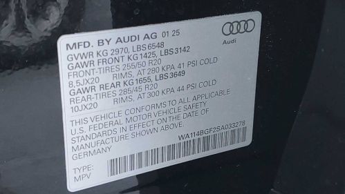 2025 Audi Q6 e-tron WA114BGF2SA033278