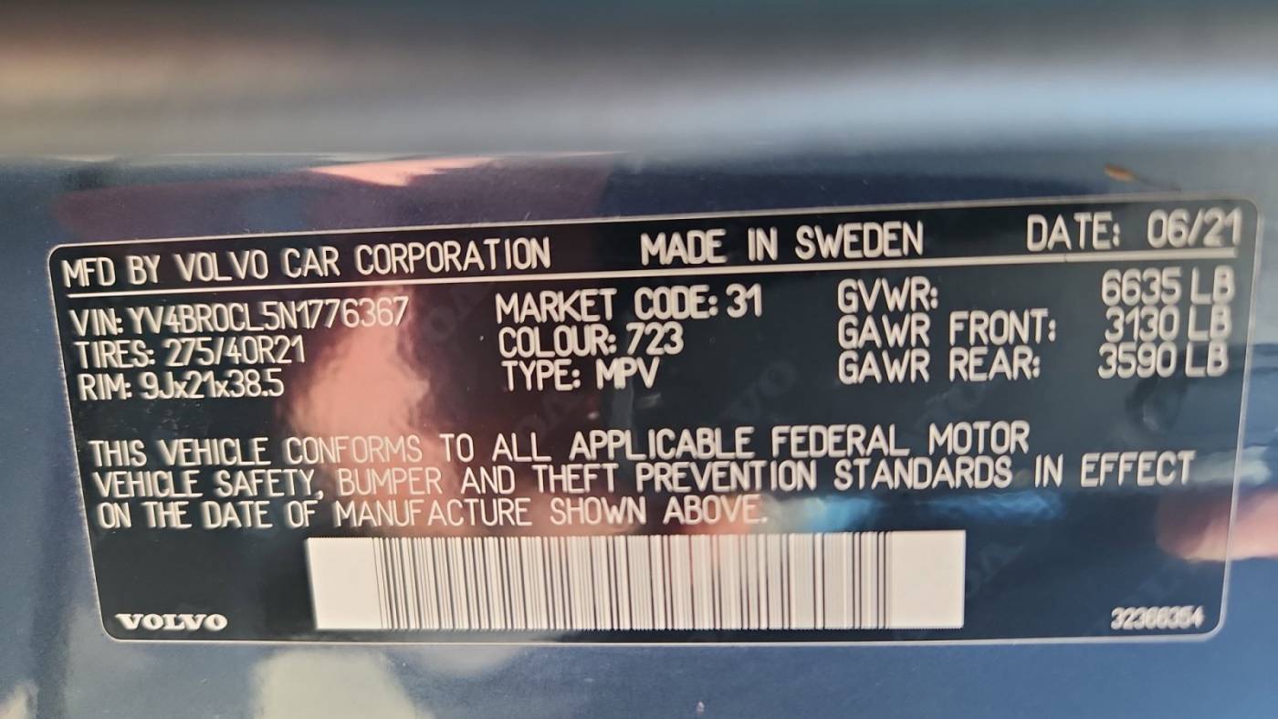 2022 Volvo XC90 YV4BR0CL5N1776367