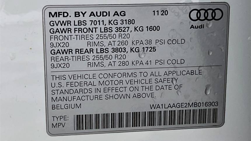 2021 Audi e-tron WA1LAAGE2MB016903